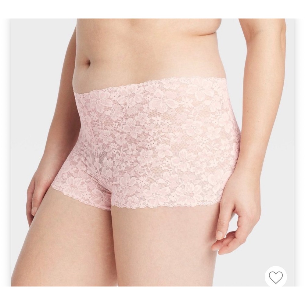 Women's Allover Lace Boy Shorts Underwear - Auden™ Pink XS: Mid Rise (Lot of 2) - Picture 3 of 8